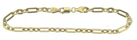 Vintage 9ct Yellow Gold Figaro Paper Link Bracelet 7.5'