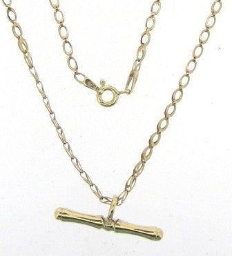 Vintage 9ct Yellow Gold T/Bar with Fancy Link Chain 18'