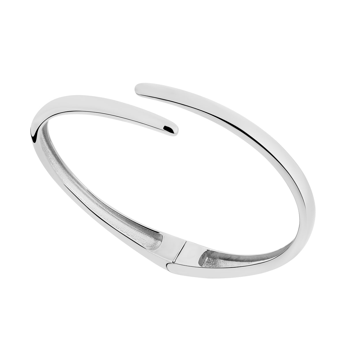 Sterling Silver Cubic Zirconia Rubover Open Torque Bangle