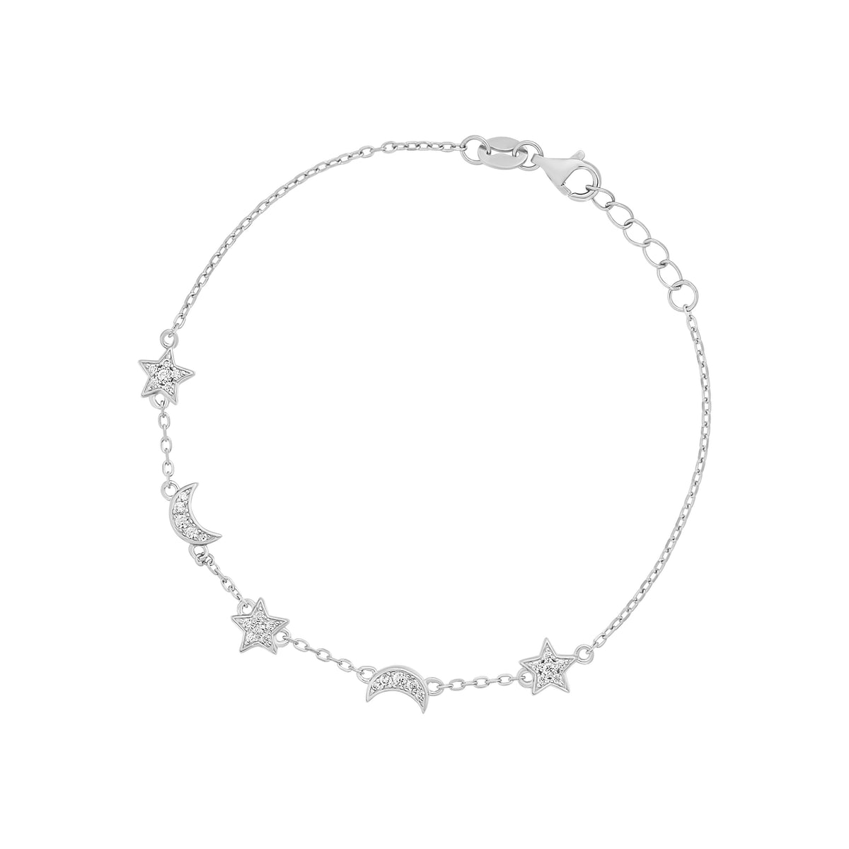 Sterling Silver Cubic Zirconia Heart Tennis Bracelet 7.5'
