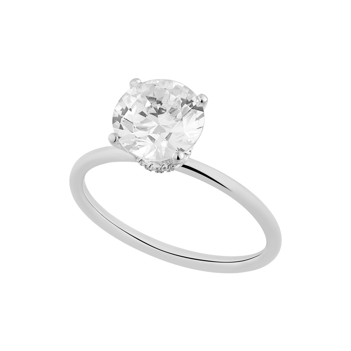Sterling Silver 4 Claw Cubic Zirconia Solitaire Ring
