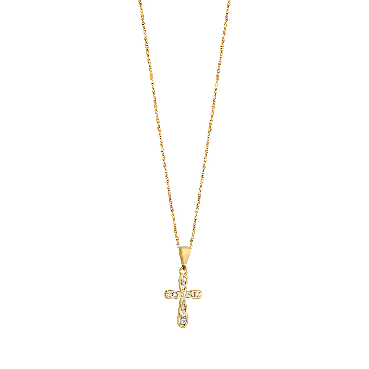 9ct Yellow Gold Cross Pendant with Cubic Zirconia Centre 18'