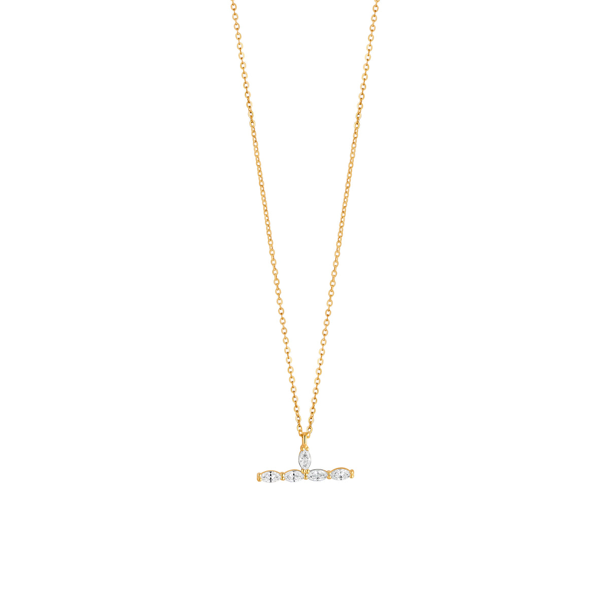 9ct Yellow Gold Cubic Zirconia Drop Bar Necklace