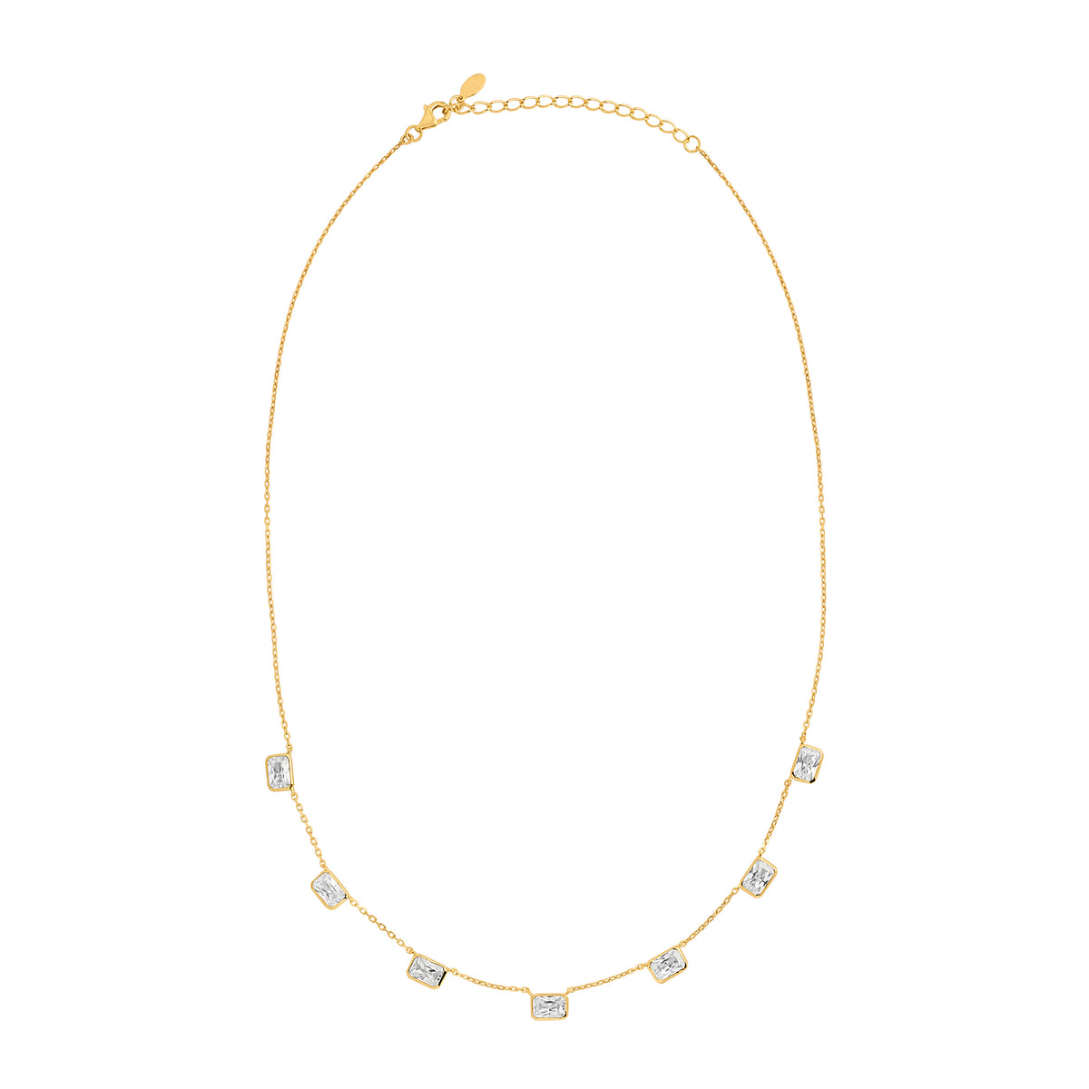 Sterling Silver Yellow Gold Plated Cubic Zirconia 'Toi et Moi' Necklace 16-18'