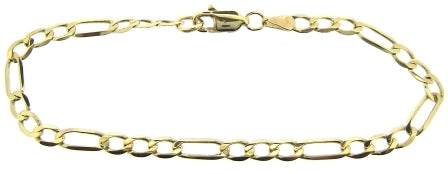 Vintage 9ct Yellow Gold Figaro Link Bracelet 7'