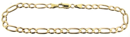 Vintage 9ct Yellow Gold Figaro Link Bracelet 9'
