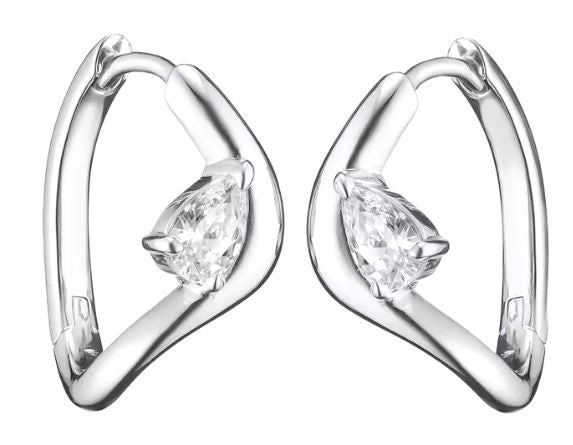 Thomas Sabo Sterling Silver Wave Hoop Earrings With Pear Shaped Cubic Zirconia 19mm