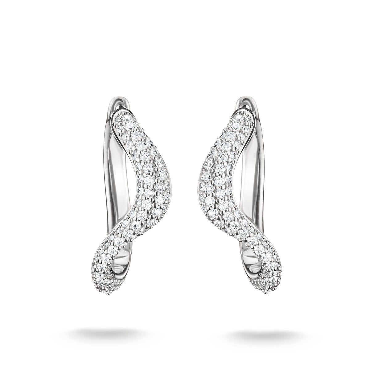 Thomas Sabo Sterling Silver Pav? CZ Wave Hoop Earrings 15x19mm