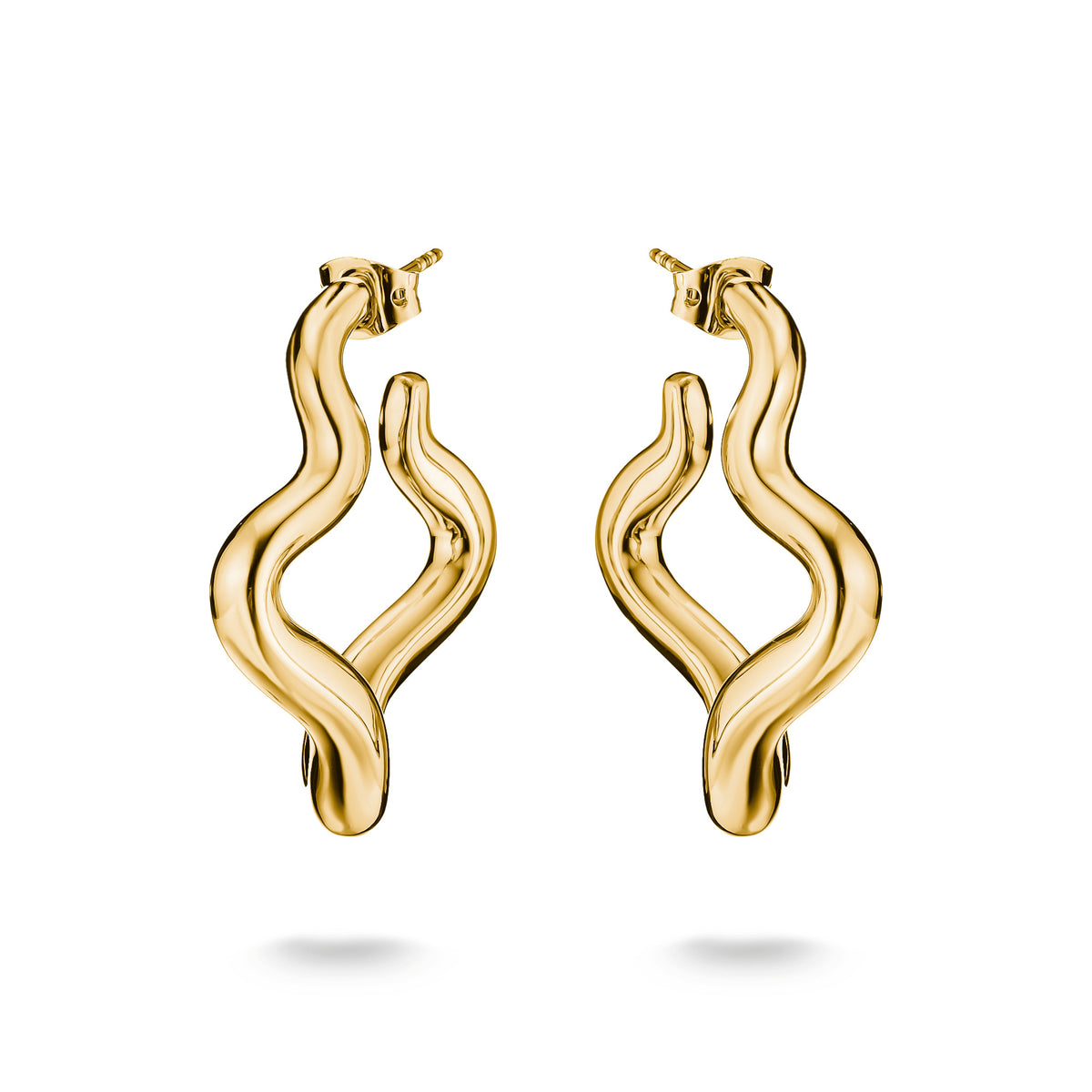 Thomas Sabo Yellow Gold Plated Wave Hoop Earrings 38x30mm