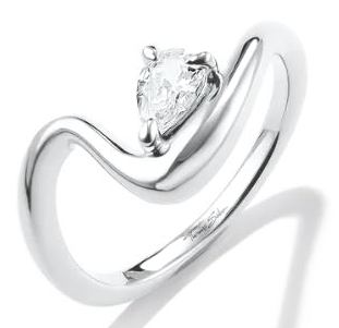 Thomas Sabo Sterling Silver Wave Ring With Pear Shaped Cubic Zirconia - 56