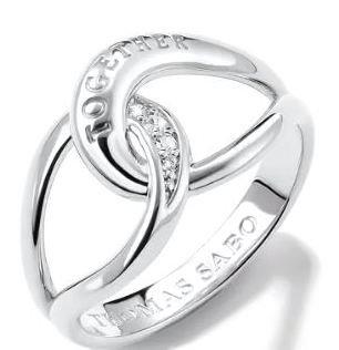 Thomas Sabo Sterling Silver 'Together' Interlocking Ring With Cubic Zirconia - 56