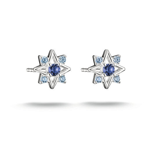 Thomas Sabo Sterling Silver Star Stud Earrings With Blue CZ
