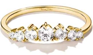 Thomas Sabo Yellow Gold Plated 7 Stone Cubic Zirconia Ring - 54