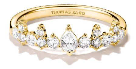 Thomas Sabo Yellow Gold Plated Cubic Zirconia Ring - 56
