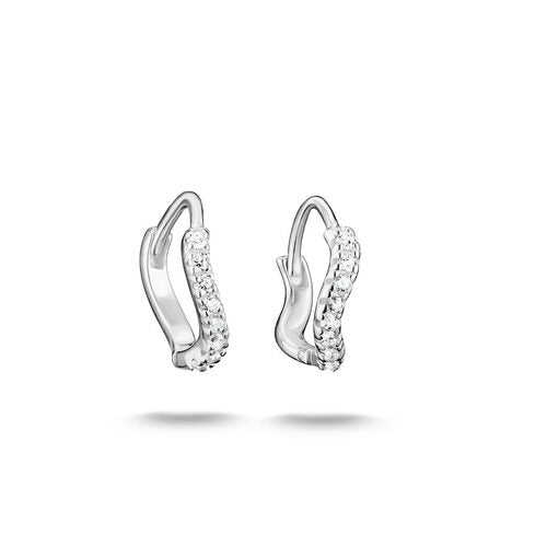 Thomas Sabo Sterling Silver CZ Wave Hoop Earrings 10.80mm