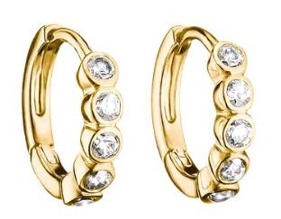 Thomas Sabo Yellow Gold Plated Bezel Set Cubic Zirconia Hoop Earrings 10.90mm