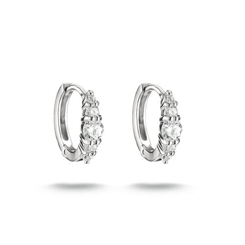 Thomas Sabo Sterling Silver Graduated CZ Hoop Earrings 11.20mm