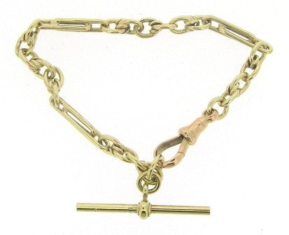 Vintage 9ct Yellow Gold Fancy Link T/Bar Bracelet 7.5'