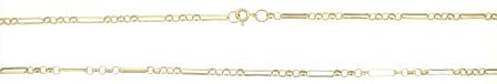 Vintage 9ct Yellow Gold Rolo and Paper Link Figaro Chain 24'
