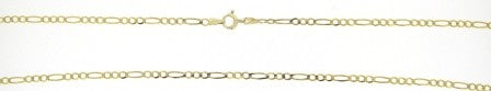 Vintage 9ct Yellow Gold Figaro Link Chain 18'