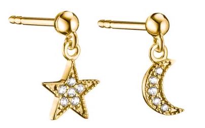 Thomas Sabo Yellow Gold Plated Cubic Zirconia Moon And Star Drop Stud Earrings