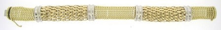 Vintage 14ct Yellow and White Gold Mesh Link Bracelet 7.5'