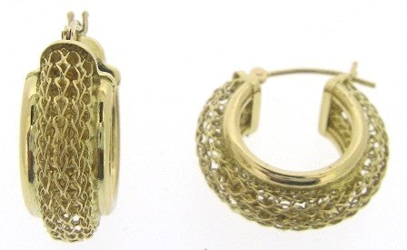 Vintage 14ct Yellow Gold Mesh Hoop Earrings