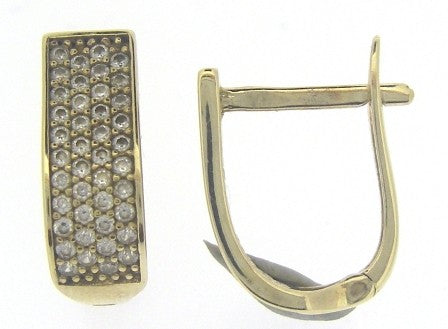 Vintage 9ct Yellow Gold 4 Row Cubic Zirconia Hoop Earrings