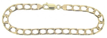 Vintage 9ct Yellow Gold Square Curb Link Bracelet 9'