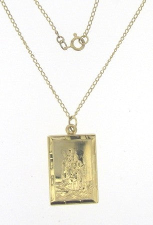 Vintage 9ct Yellow Gold St. Christopher Medal with Chain 20.5'