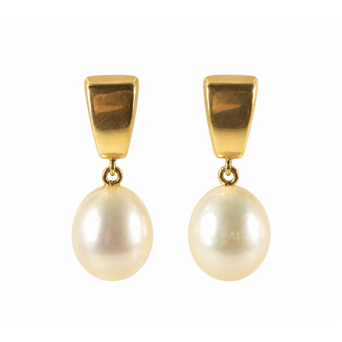 9ct Yellow Gold Cultured Freshwater Pearl Drop Stud Earrings