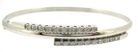 Vintage / Preowned Estate jewellery - The Vintage Collection - 9ct White Gold Cubic Zirconia Crossover Bangle
