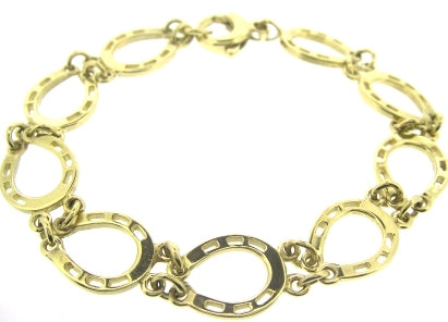 Vintage / Preowned Estate jewellery - The Vintage Collection - 9ct Yellow Gold Horseshoe Link Bracelet 7"
