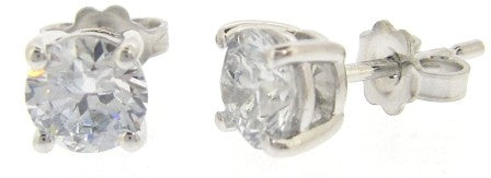 9ct White Gold Lab Grown Round Brilliant 4 Claw Diamond Stud Earrings