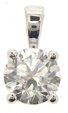 9ct White Gold Lab Grown Round 4 Claw Set Diamond Pendant
