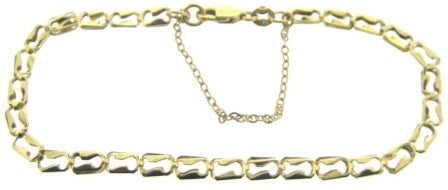 Vintage / Preowned Estate jewellery - The Vintage Collection - 9ct Yellow Fancy Link Bracelet With Safety Chain