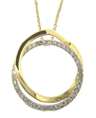 The Vintage Collection - Vintage / Preowned Estate - 14ct Yellow And White Gold Double Circle Diamond Pendant 16"