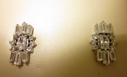 9ct White Gold Multi-Cut Cubic Zirconia Drop Earrings