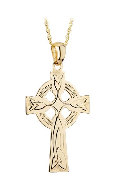 9ct Yellow Gold Celtic Cross Pendant 18' Necklace
