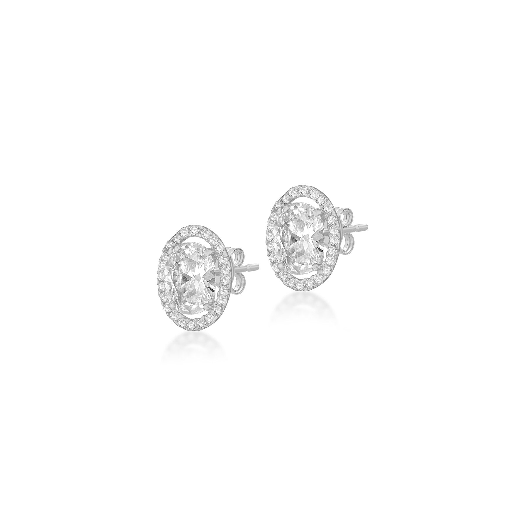 Dazzling 9ct White Gold Cubic Zirconia Oval Stud Earrings