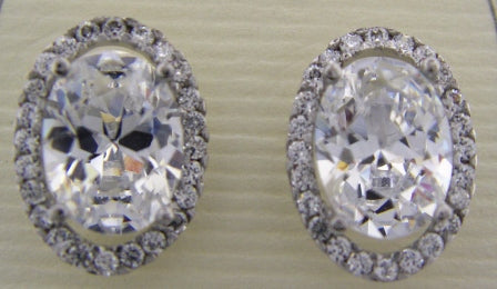 Dazzling 9ct White Gold Cubic Zirconia Oval Stud Earrings
