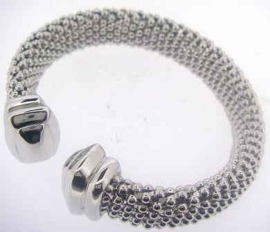 Silver Rhodium Plated 14mm Popcorn Cuff Bangle