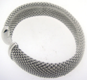 Silver Rhodium Plated 16mm Popcorn Cuff Bangle