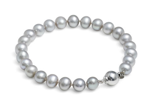Jersey Pearls - Silver Fresh Water Pearls 7-7.5mm Bracelet With Silver Clasp 7.5"