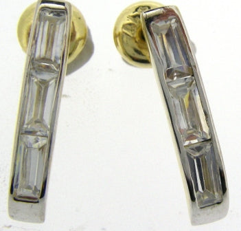 9ct Yellow & White Gold Cubic Zirconia Stud Earrings