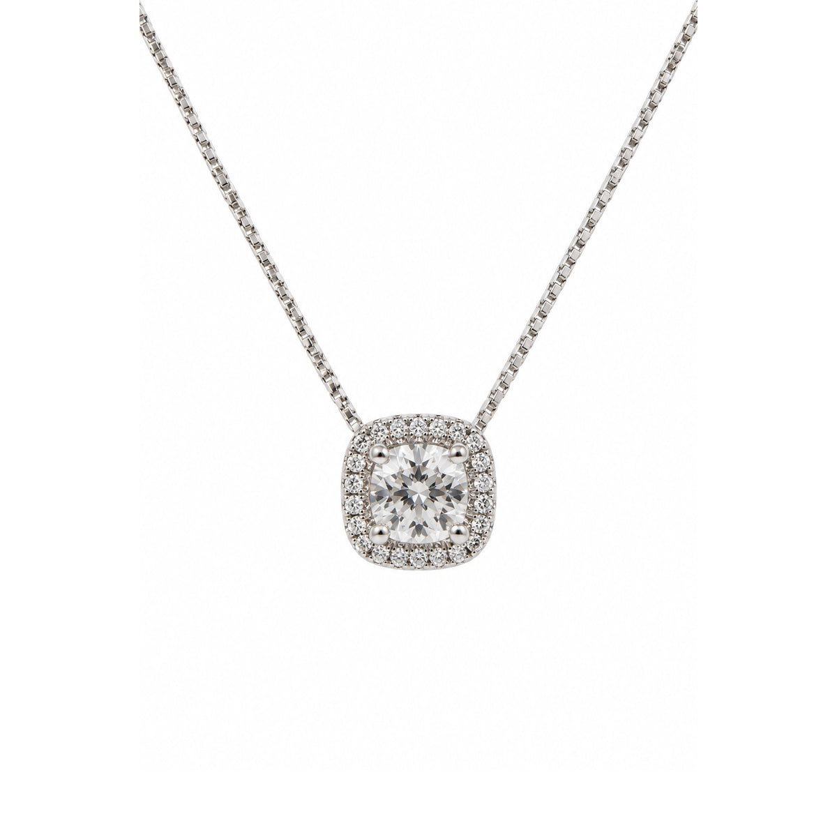 18ct White Gold Diamond Cluster Pendant.