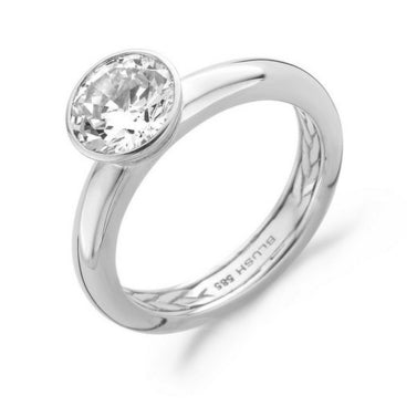 Blush 14ct White Gold CZ Solitaire Ring 54