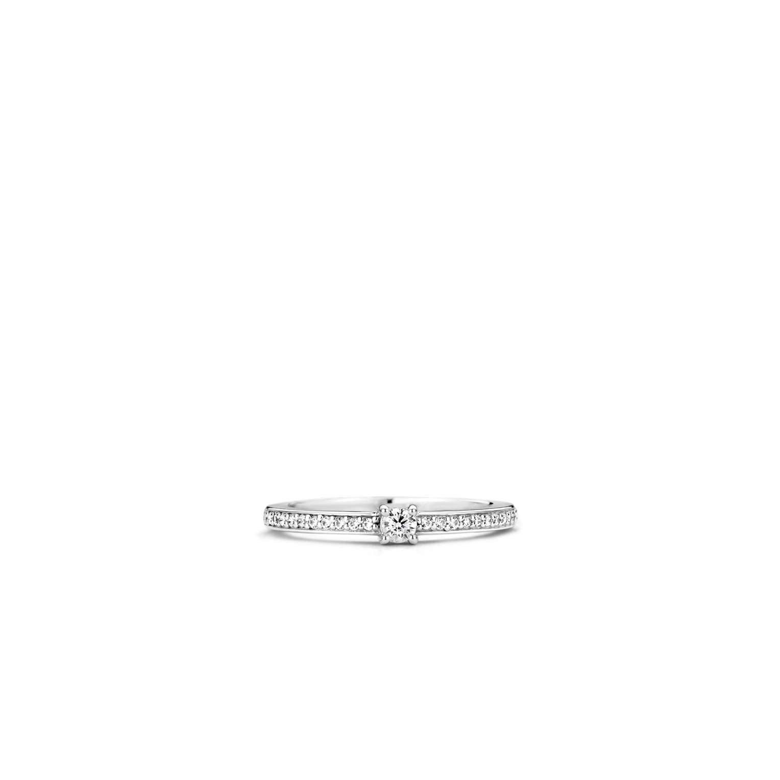 Ti Sento Ti Sento Ring - Cubic Zirconia Soliaire Ring with Cubic Zirconia Shoulders.