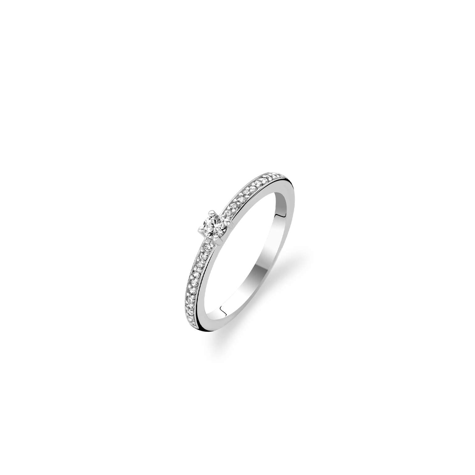 Ti Sento Ti Sento Ring - Cubic Zirconia Soliaire Ring with Cubic Zirconia Shoulders.