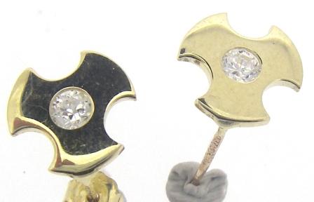 9ct Yellow Gold Bezel Set Cubic Zirconia Drop Earrings